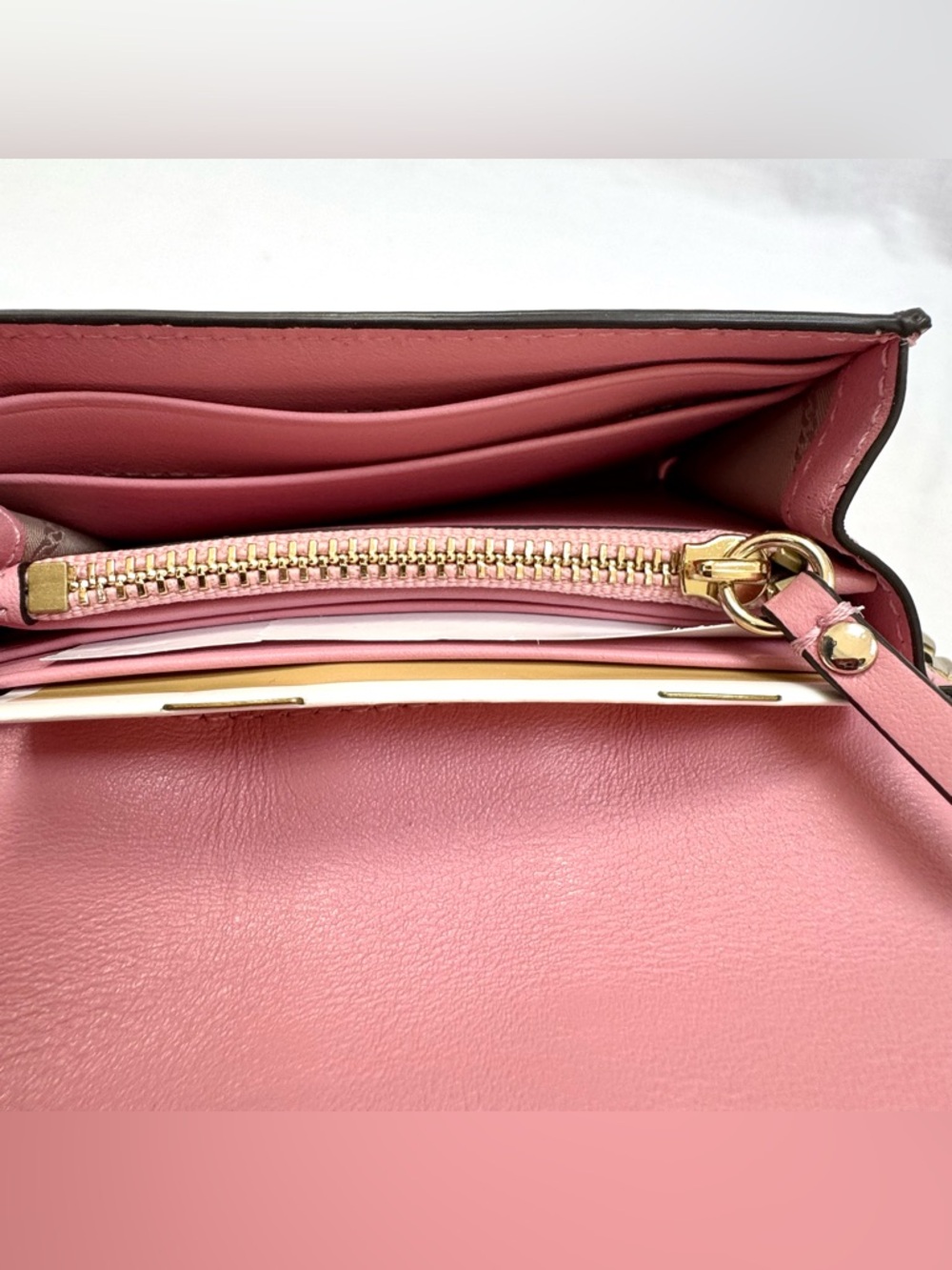 New MICHAEL Kors Whitney Small Leather Chain Carryall Wallet Carnation Pink - Picture 7 of 8